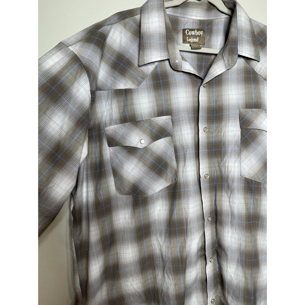 Cowboy Legend Plaid Long Sleeve Western Pearl Snap Button Down Shirt Sz 3XLT - Picture 3 of 6